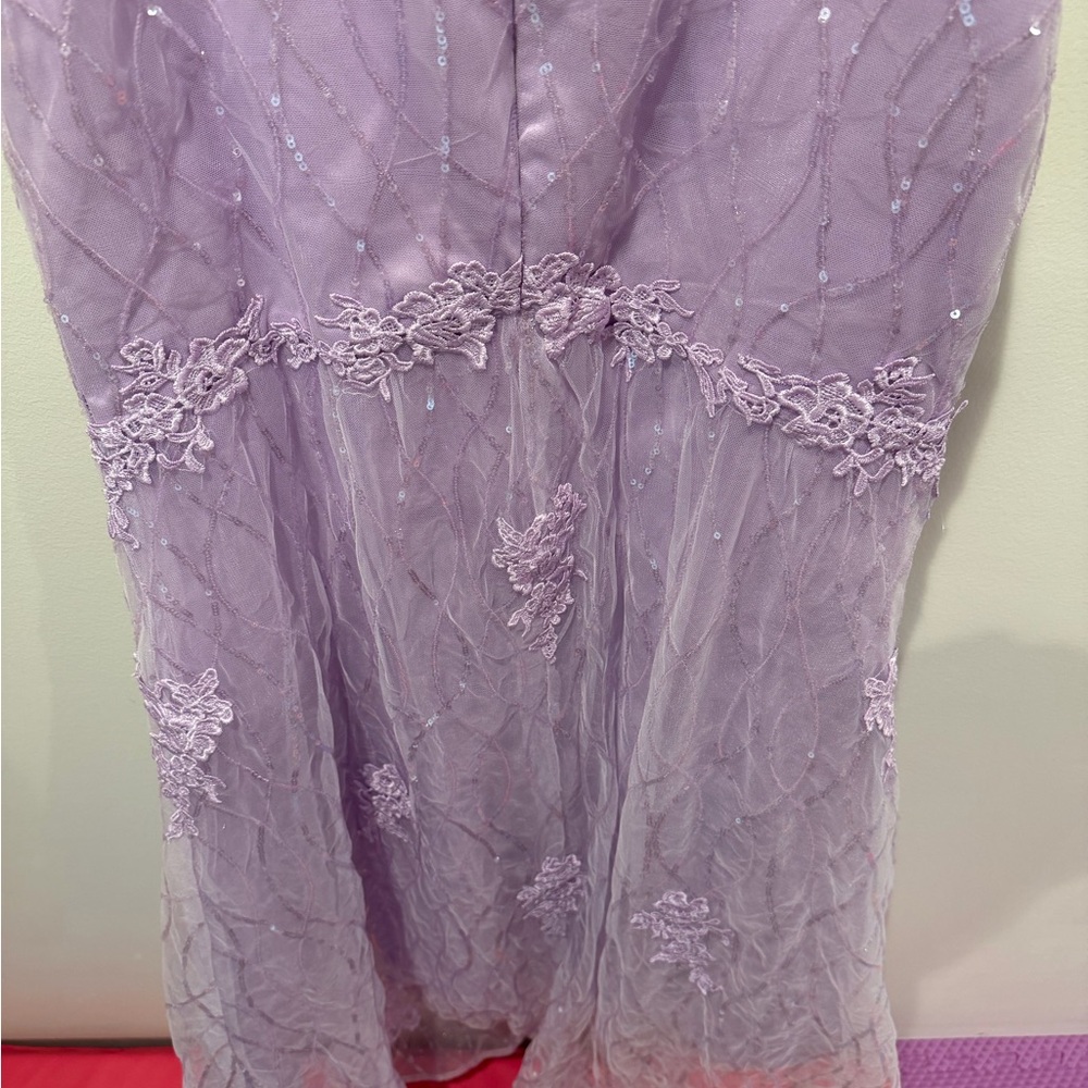 Lavender Lace Sequined Strapless Mermaid Formal Gown see measurements - Picture 5 of 6